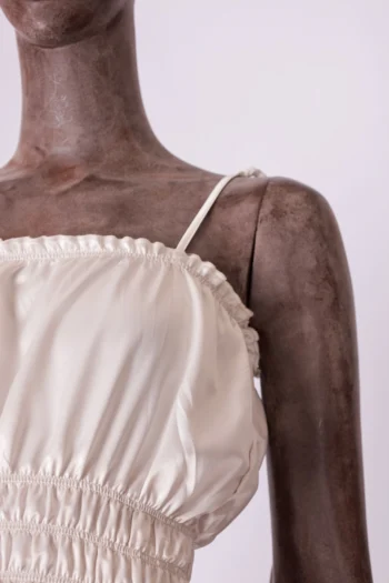Alternative view of Cropped Zara Acetinado Frufru Off White M