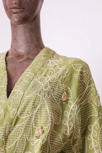 Alternative view of Kimono Algodão Cantão Bordado Algas Verde P