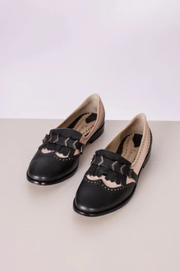 Mocassim Tatiana Loureiro Preto e Rose 38