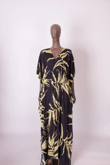 Saída de Praia Lenny Niemeyer Longa Estampada Preto e Verde P