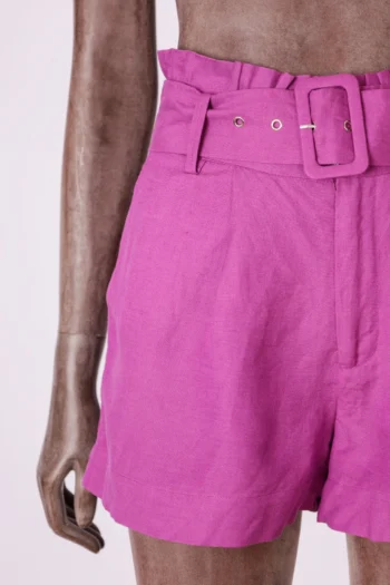 Alternative view of Shorts Colcci com Cinto em Linho Fucsia 34