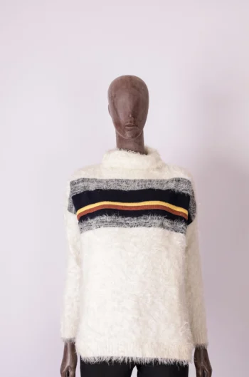 Sueter Tricot Peluciado A.Niemeyer Branco com listras P