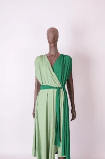 Vestido Amissima Midi com Pontas Tom sobre Tom Verde P