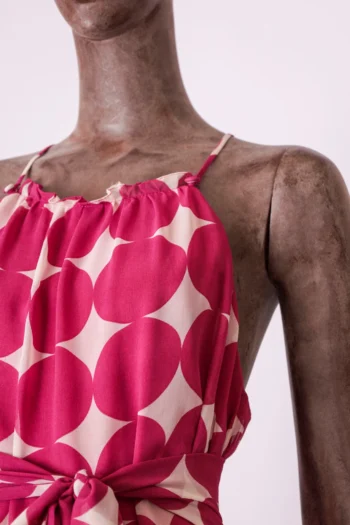 Alternative view of Vestido Cheroy Longo Estampa Poá Pink e Branco P