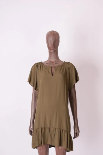 Vestido Curto Cantão em Viscose Verde Musgo P