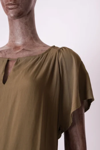 Alternative view of Vestido Curto Cantão em Viscose Verde Musgo P