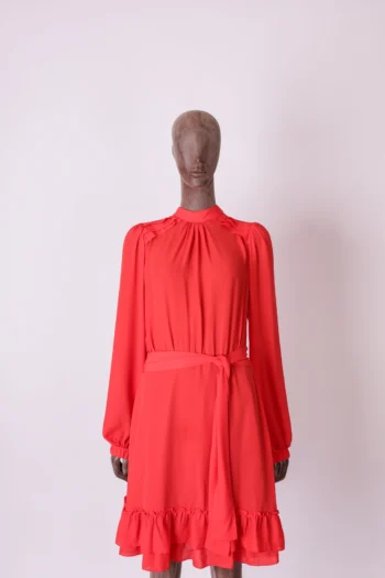 Vestido Innocence Curto Manga Longa Laranja P