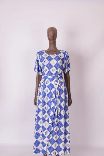 Vestido Longo Transpasse Cantão Estampa Acquamarine P