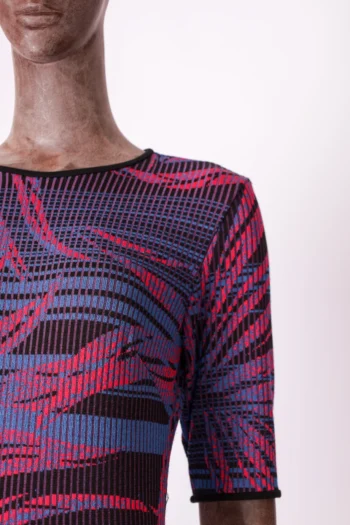 Alternative view of Vestido Más Animale Em Fio Canelado Preto Azul e Vermelho M