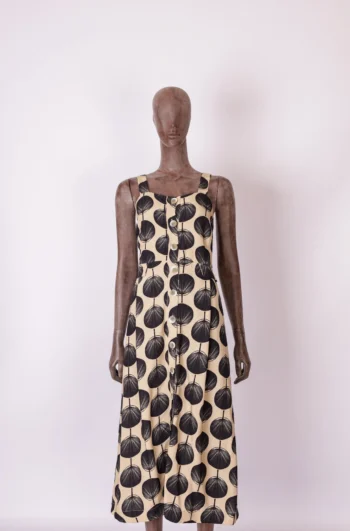 Vestido Midi de Linho Cantão Estampa Maka P