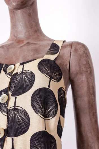 Alternative view of Vestido Midi de Linho Cantão Estampa Maka P