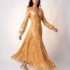 Vestido Fabulous Agilitá Longo Seda Maquinetada Dourado 36