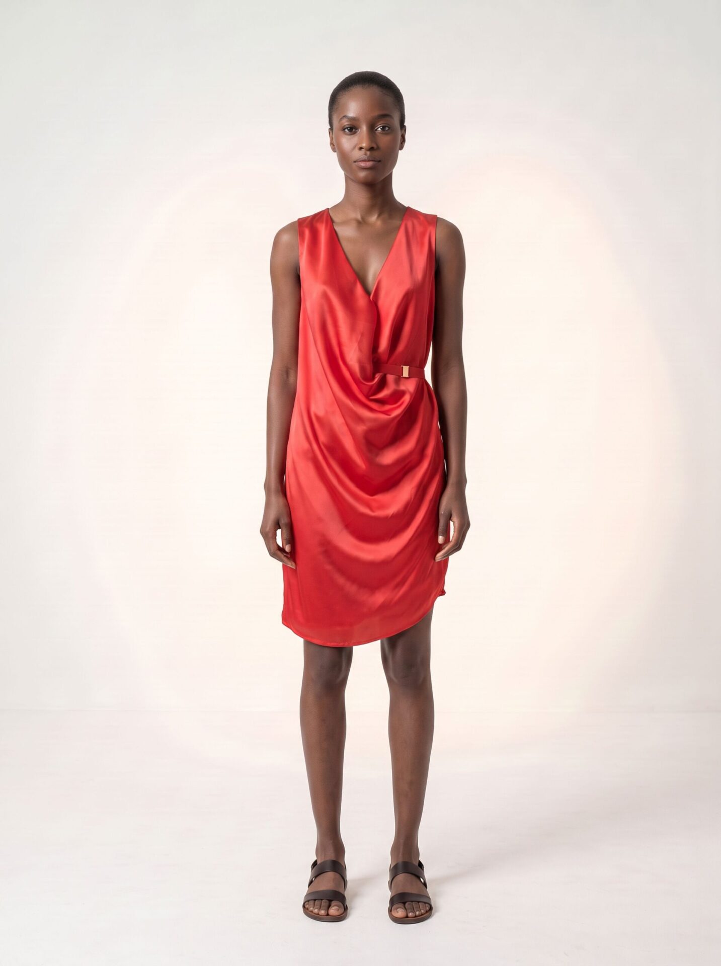 Vestido Forum Curto em Cetim Acinturado Vermelho G