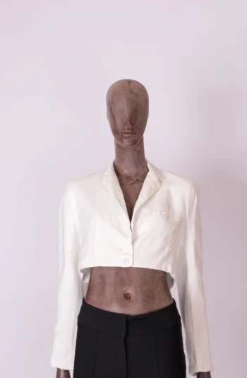Blazer Caos Cropped em Linho Off White P