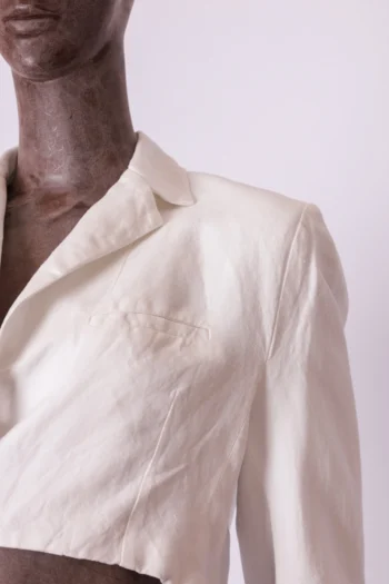 Alternative view of Blazer Caos Cropped em Linho Off White P