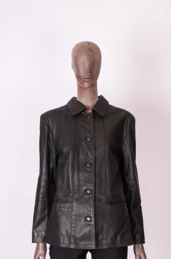 Blazer de Couro Botões Encapados Preto G