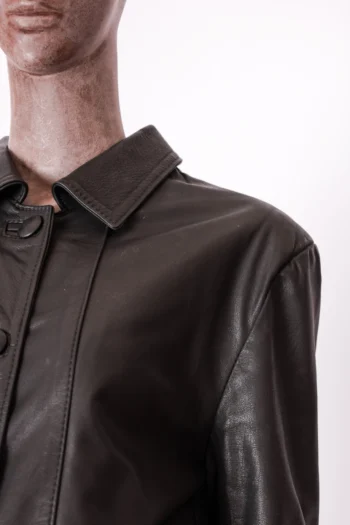 Alternative view of Blazer de Couro Botões Encapados Preto G