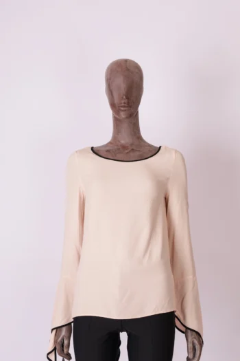 Blusa Carlota Costa Manga Longa com Pontas Rose e Preta P