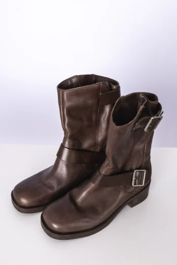 Bota Arezzo Cano Médio com Fivelas Marrom 36