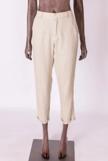 Calça Colcci em Linho Cru Faixa Lurex P