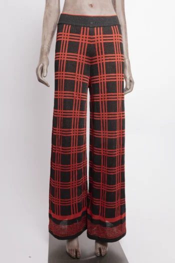 Calça Lafort Reta Estampa Geométrica Vermelho e Laranja 40