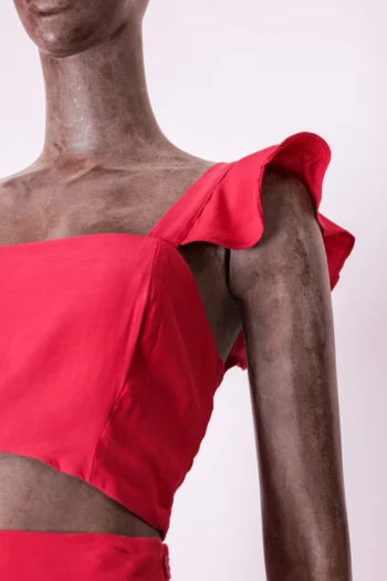 Alternative view of Conjunto Aurore Cropped + Saia Midi com Babados Rosa P