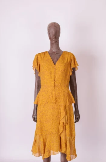 Conjunto Twenty Four Seven Blusa + Saia Estampa Corações Mostarda P