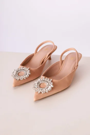 Scarpin Zara Bico Fino com Aplicação Rose 35