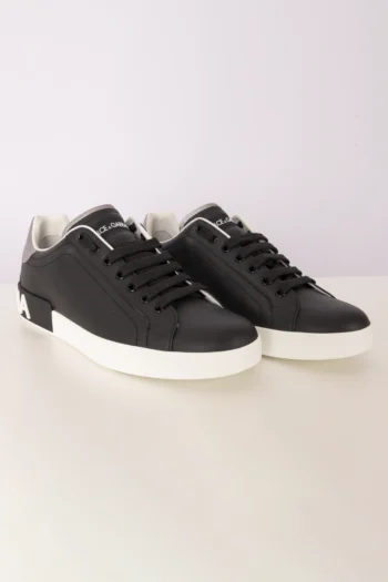 Tênis Dolce & Gabbana Masculino em Couro Logo Patch Preto 41BR