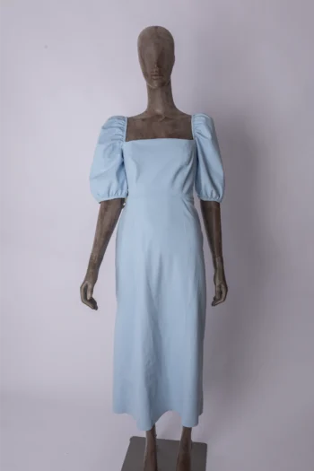 Vestido Lafort Midi Technoblock Manga Bufante Azul Claro 42