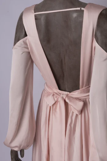 Alternative view of Vestido Fabulous Agilitá Longo em Cetim com Mangas Rosa Claro 38