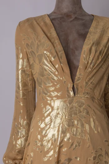 Alternative view of Vestido Fabulous Agilitá Longo Seda Maquinetada Dourado 36