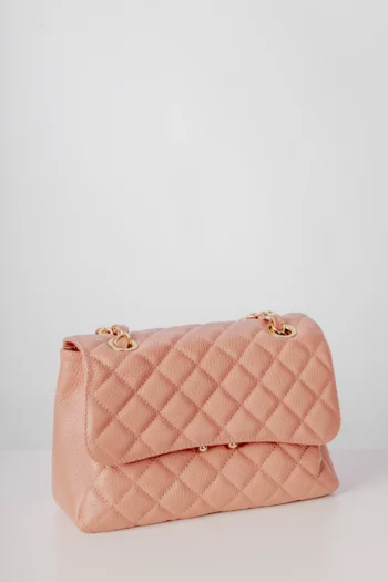 Bolsa Arezzo em Couro Matelasse Rosa e Dourada