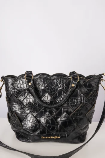 Bolsa Carmen Steffens Trançada Croco Preta
