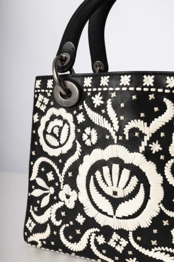 Alternative view of Bolsa Christian Dior Floral Black and White Lady Dior Limited Edition