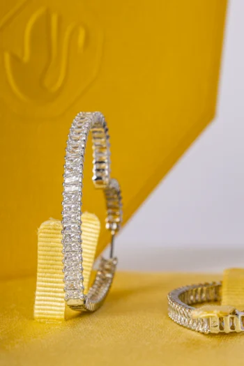 Brinco Swarovski Coração em Ródio