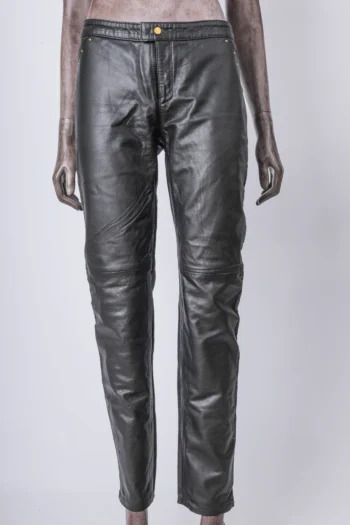 Calça de Couro Iodice com Renda Lateral Preta 40