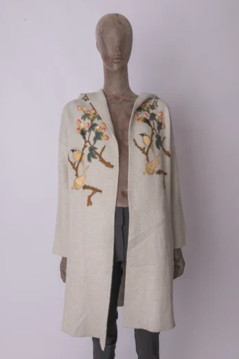 Cardigã Alongado Aha Clothing Cinza Bordado  M