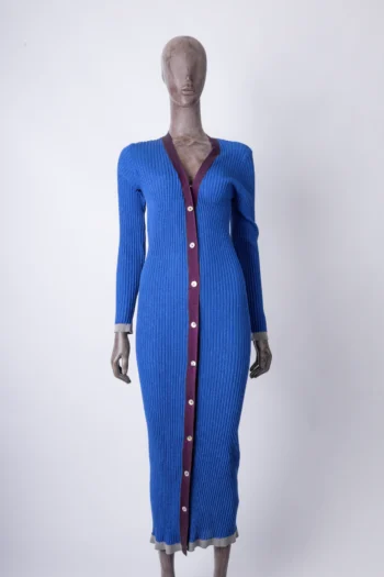 Cardigã Zara Knit Longo em Lurex Azul Magenta e Lilás P