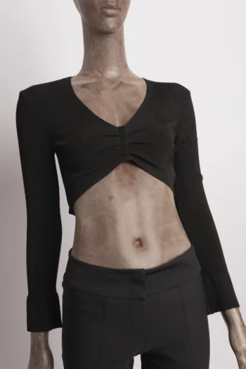 Cropped ByNV Manga Longa Decote Drapeado Preto P