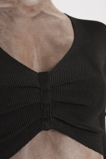 Alternative view of Cropped ByNV Manga Longa Decote Drapeado Preto P