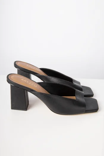 Alternative view of Mule de Salto Arezzo Couro Preto 36