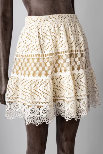 Saia Skazi Curta em Guipir Off White P