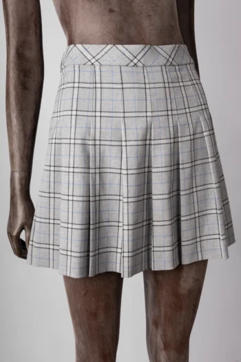Saia Uniqlo Curta Xadrez Cinza e Azul P