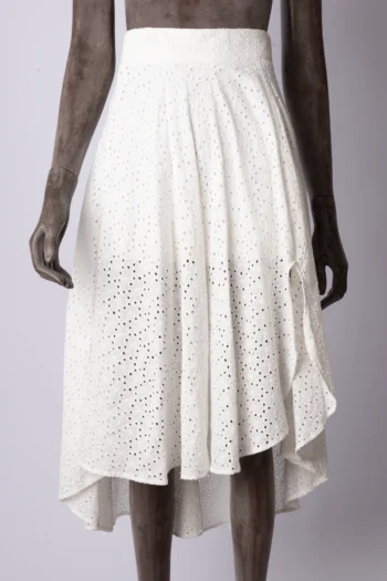 Saia Susan Loeff Midi Mullet em Laise Branca PP