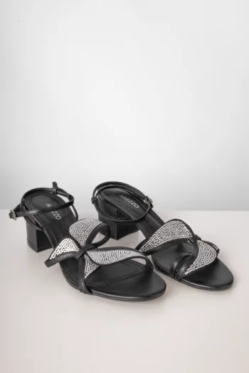 Sandália Arezzo Laço Strass Salto Bloco Preto 34