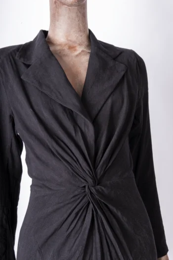 Alternative view of Vestido Open Lapela Torcida em Linho Preto P