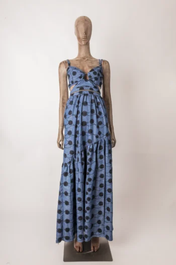Vestido SClub Longo Cut Out Bordado Jeans P