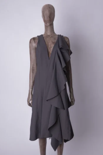 Vestido Lafort Midi Technoblock Babados Chumbo PP