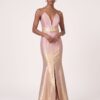 Vestido de Festa Longo em Lurex com Cinto Rosa e Dourado P